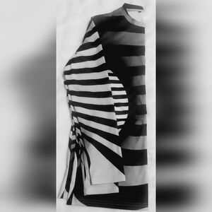 Mens Black and White Striped Top